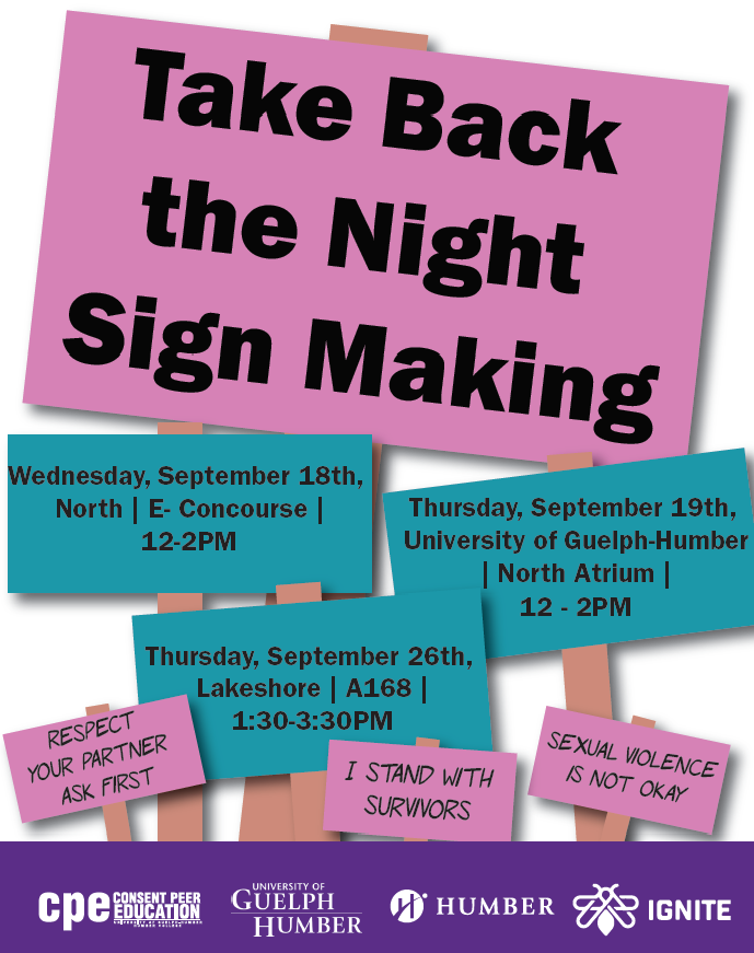 Take Back The Night Sign Making Events Humber Communiqué